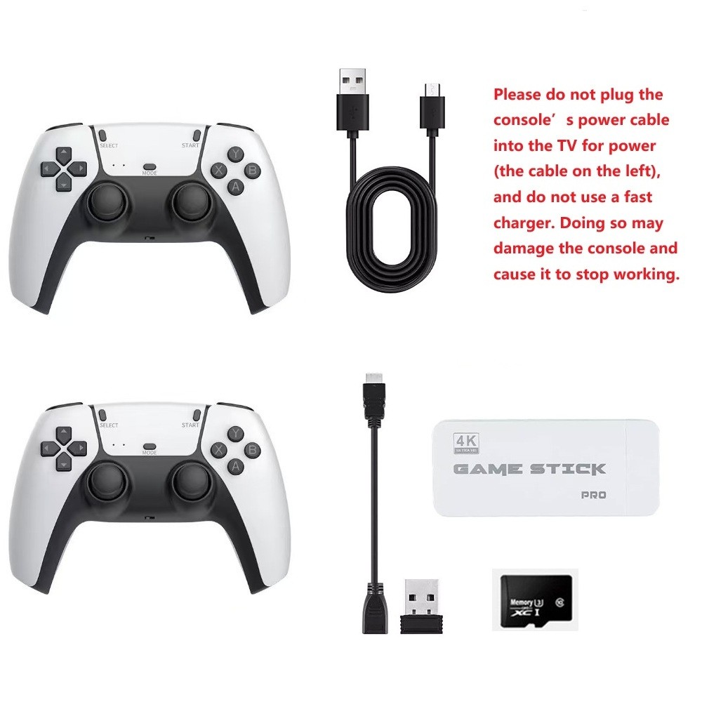 128G HDMI TV Video Game Stick M15 4K Gaming Console Gamepad 2 Pack Controller