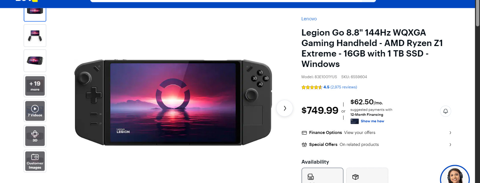 Lenovo Legion Go 8APU1 1TB Handheld Console – Shadow Black