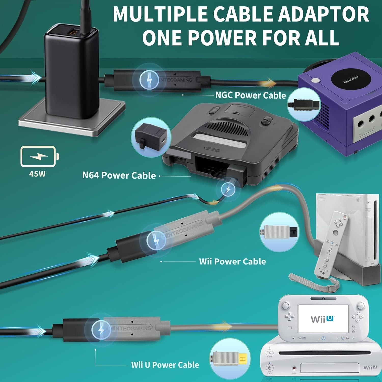 Retro Game Console Power Supply Combination kit-PD Fast Charging, Built-in ch…