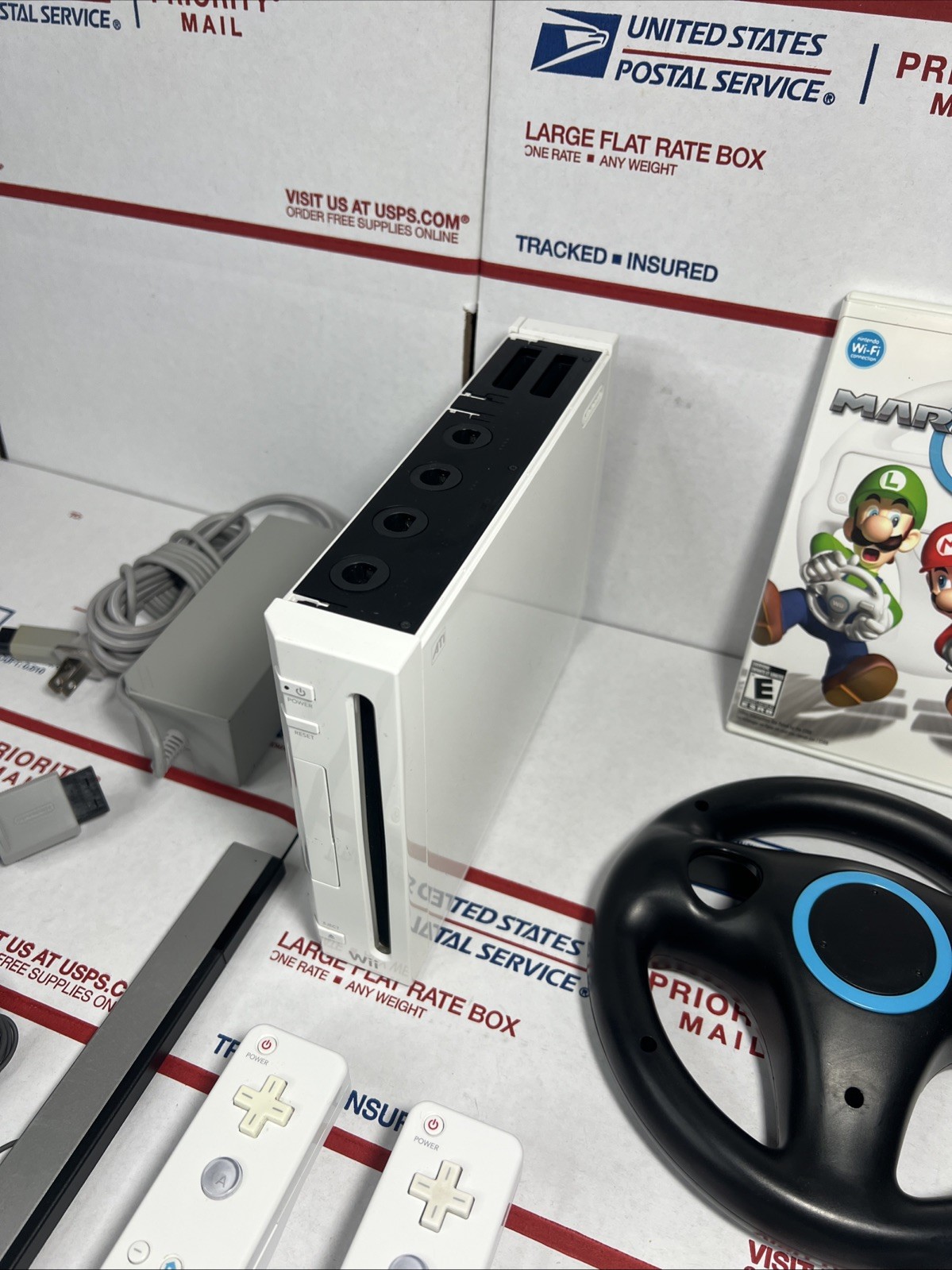 Nintendo Wii Bundle + MARIO KART + PAPER MARIO -+ Wheels – NEXT DAY – WARRANTY
