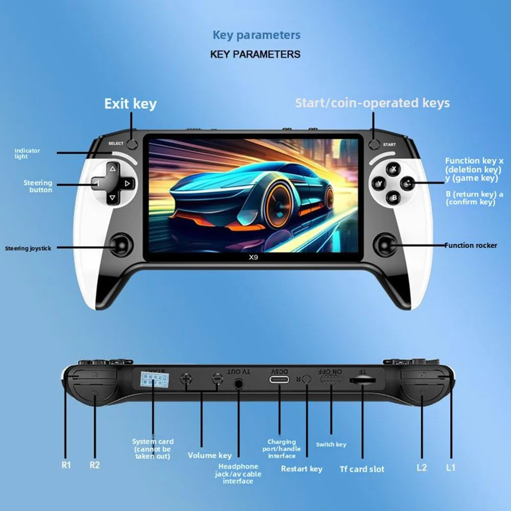 X9 Retro Handheld Game Console – 5.5″ HD Screen & 10+ Emulators, TV Ready