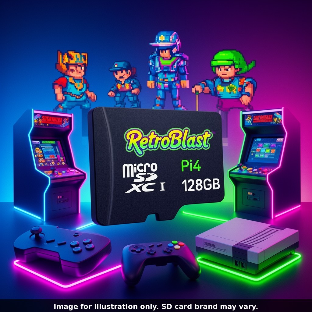 RetroBlast 128GB Micro-SD Card Raspberry Pi 4 Retro Gaming Plug & Play