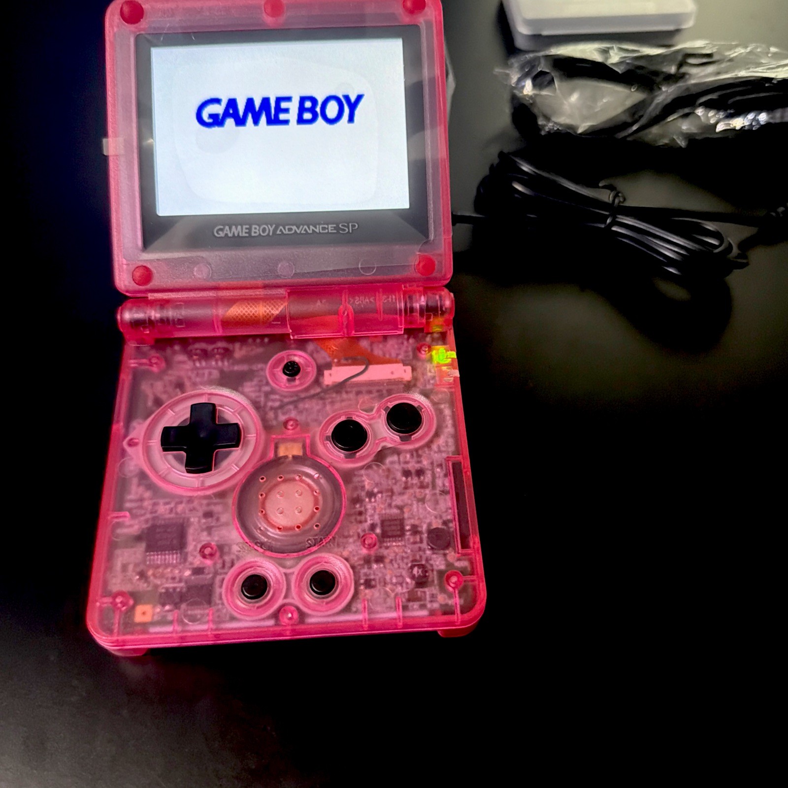 Nintendo Gameboy Advance SP Console – Kirby edition with Case, Chargers & Game