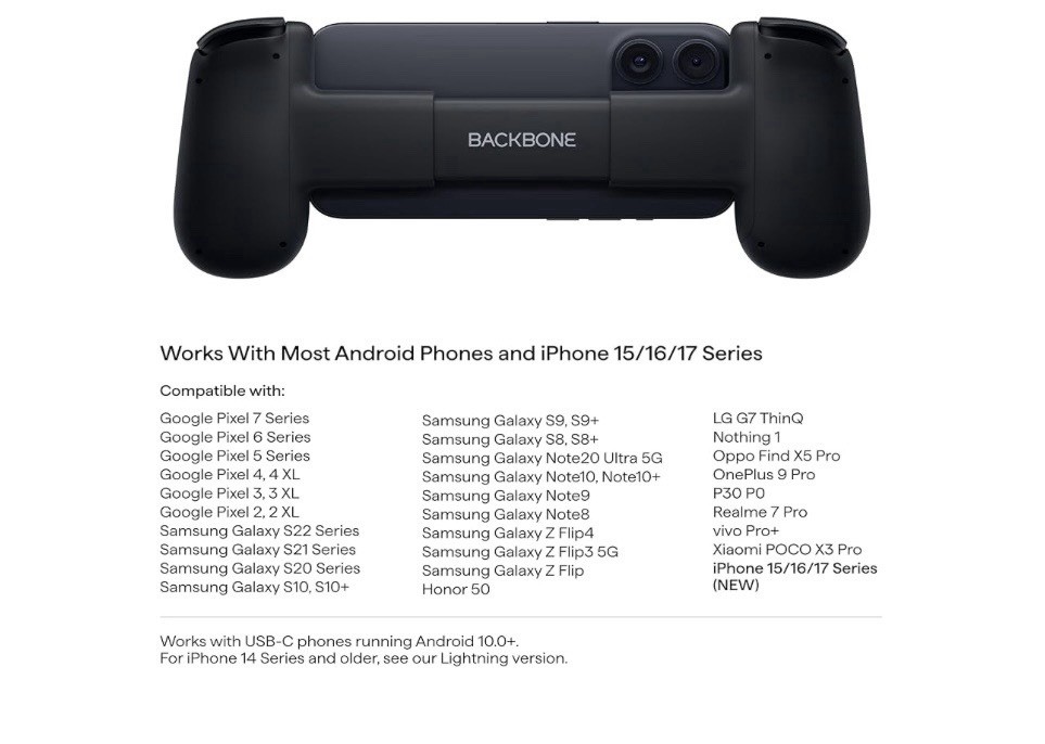 New Backbone One 2nd generation Mobile Gaming Controller BB-51-P-BR USB-C