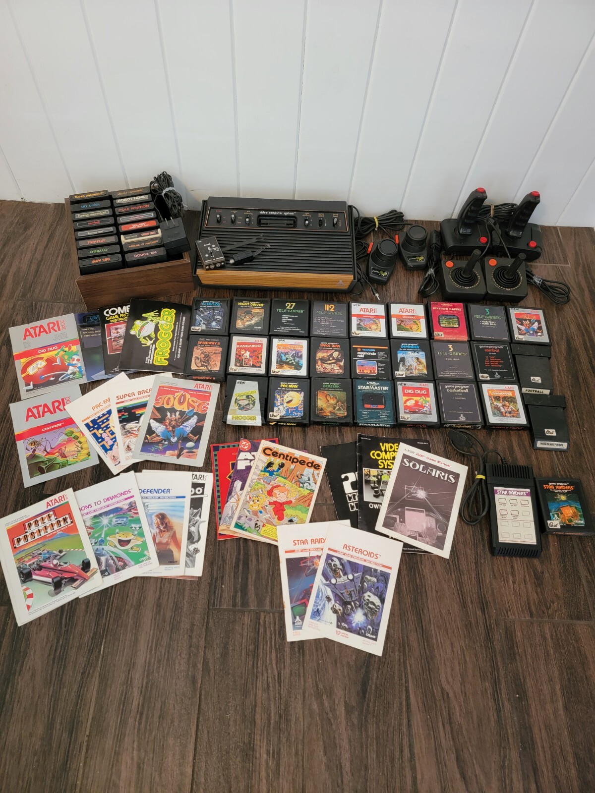 Atari 2600 SIXER Wood Console 6 switch 3 Joysticks 43 game bundle lot