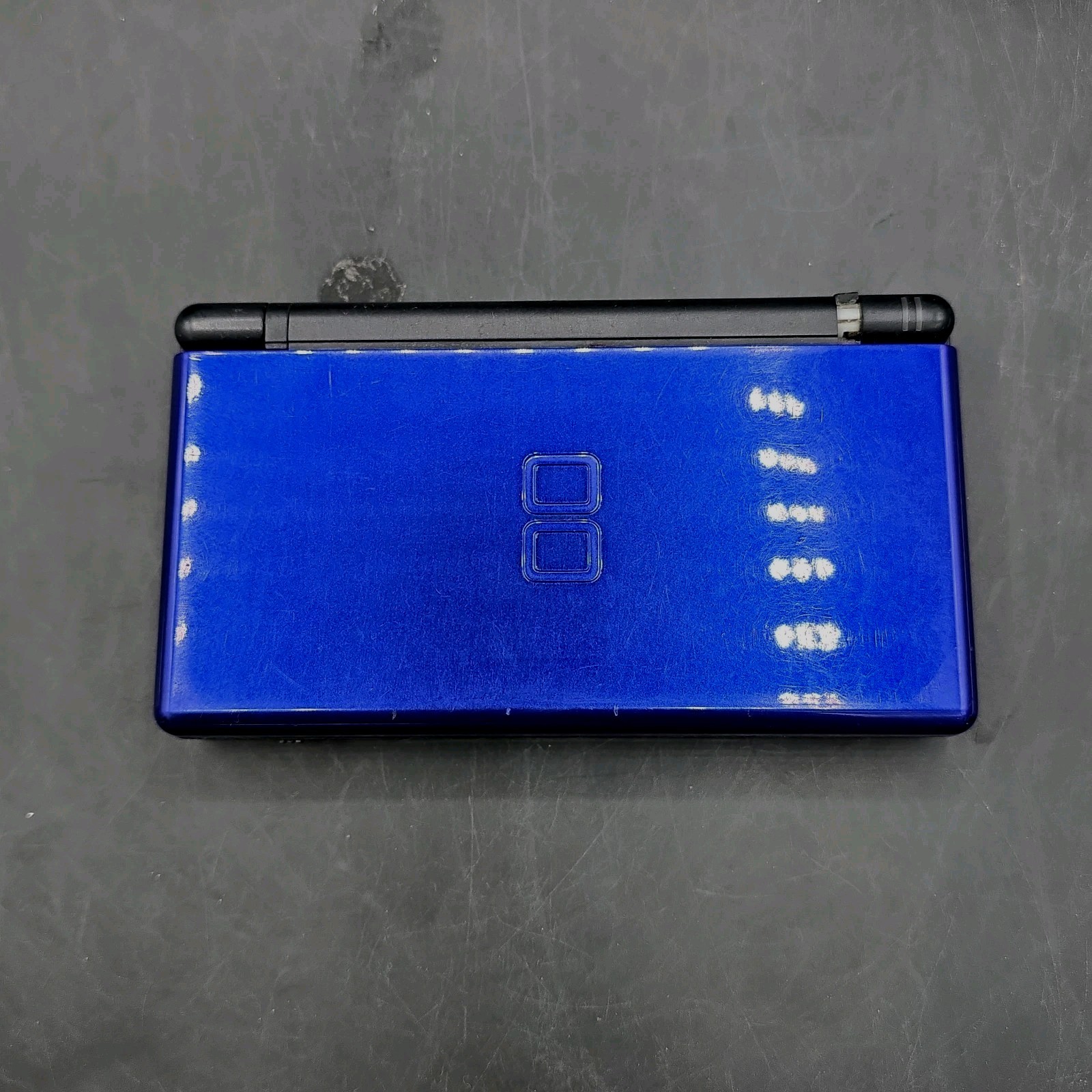 Nintendo DS Lite Handheld System Cobalt Blue Black Broken Hinges TESTED WORKS