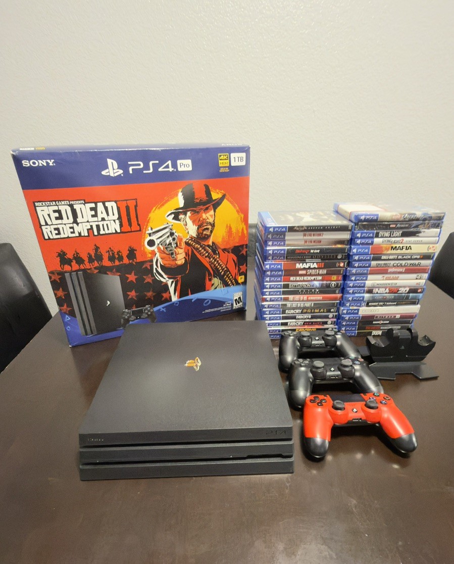 Sony PlayStation 4 Pro 2 TB SSD (Red Dead Redemption 2 Edition) Bundle 34 Games.