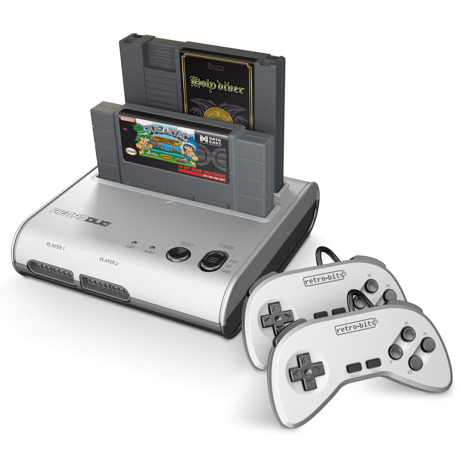 Retro Duo 2 in 1 Console NES SNES Silver Black RB-RD 0318 Retro-Bit System
