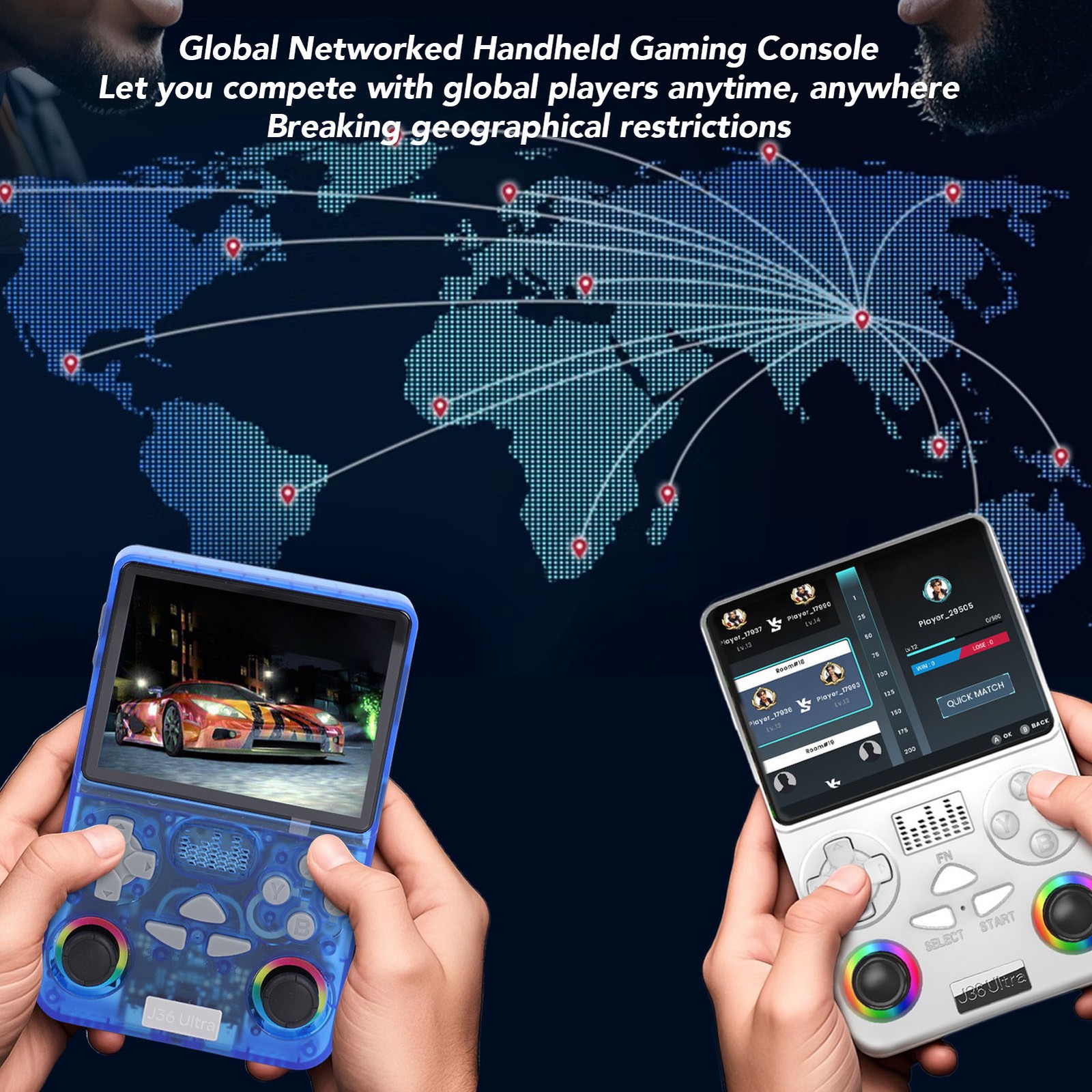 Retro Handheld Game Console 4 Inch Screen Built In 64GB Small Memory Card S FZNA