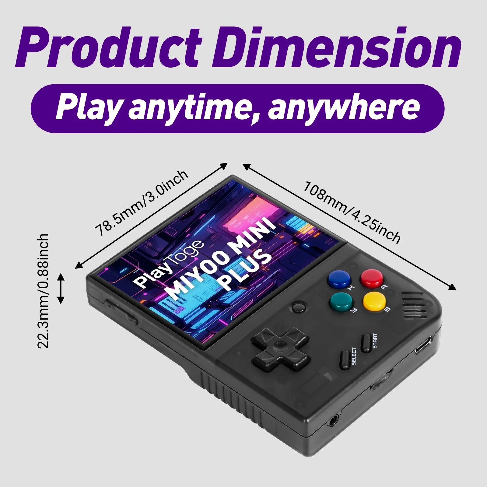 Miyoo Mini Plus Retro handheld Console 128GB OnionOS WiFi Easy Net Play – Purple