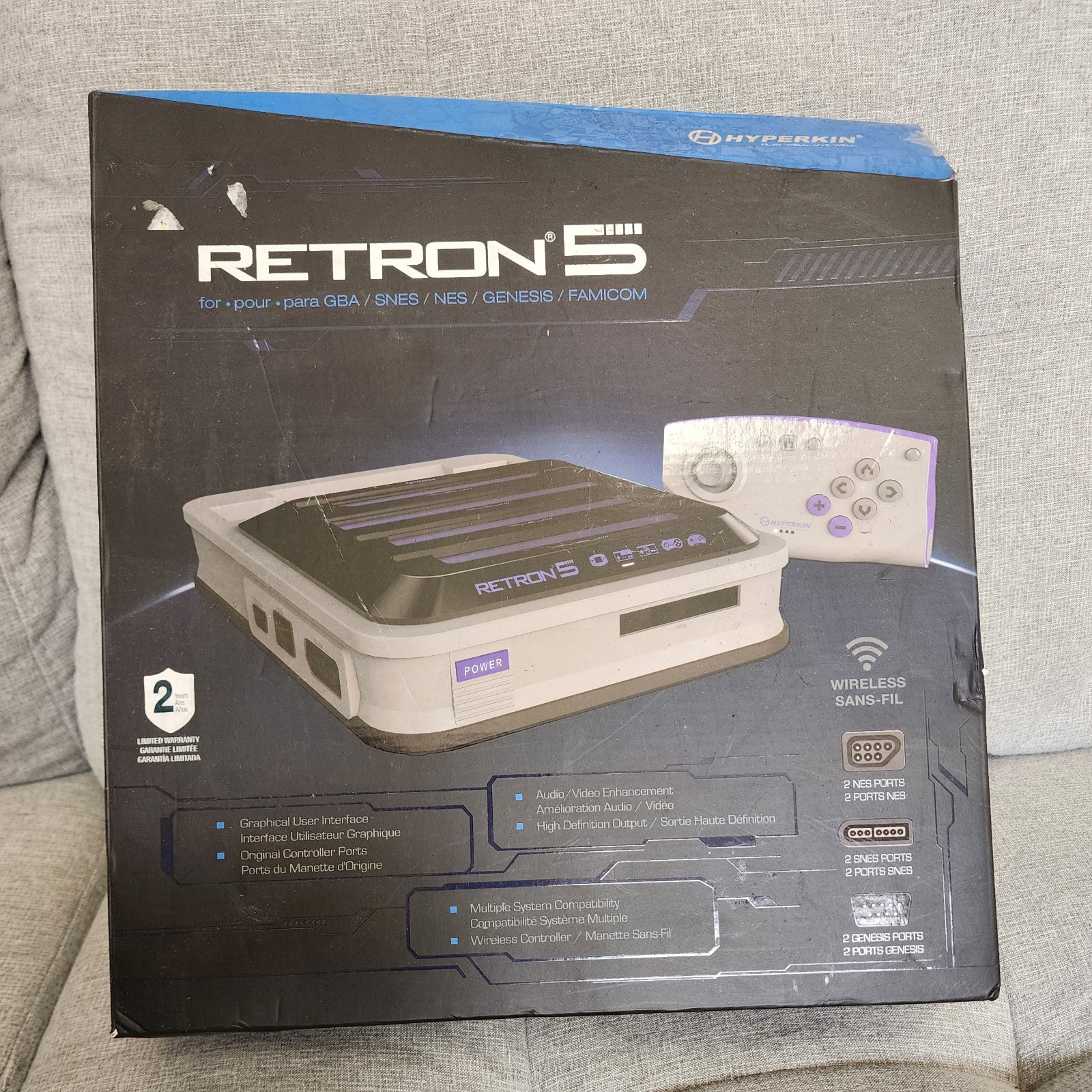 Hyperkin Retron 5 Launch Edition Gray Console – Complete – Tested – Authentic