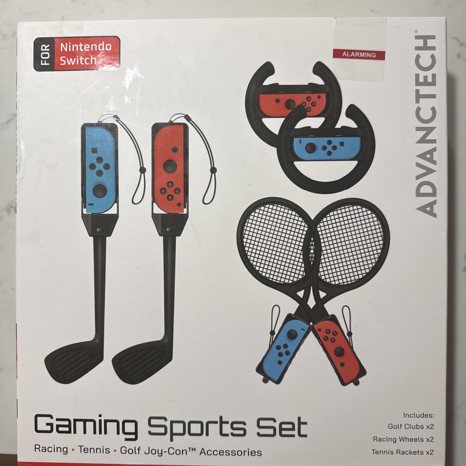 Nintendo Switch gaming Sport Set Golf Clubs 2 Racing Wheel 2, Tennis Racket 2