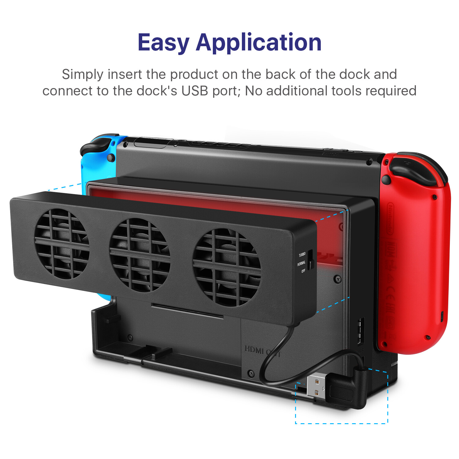 Nintendo Switch Cooling Fan Dock Mount Console Cooler 3-Fans Heat Exhaust Vent