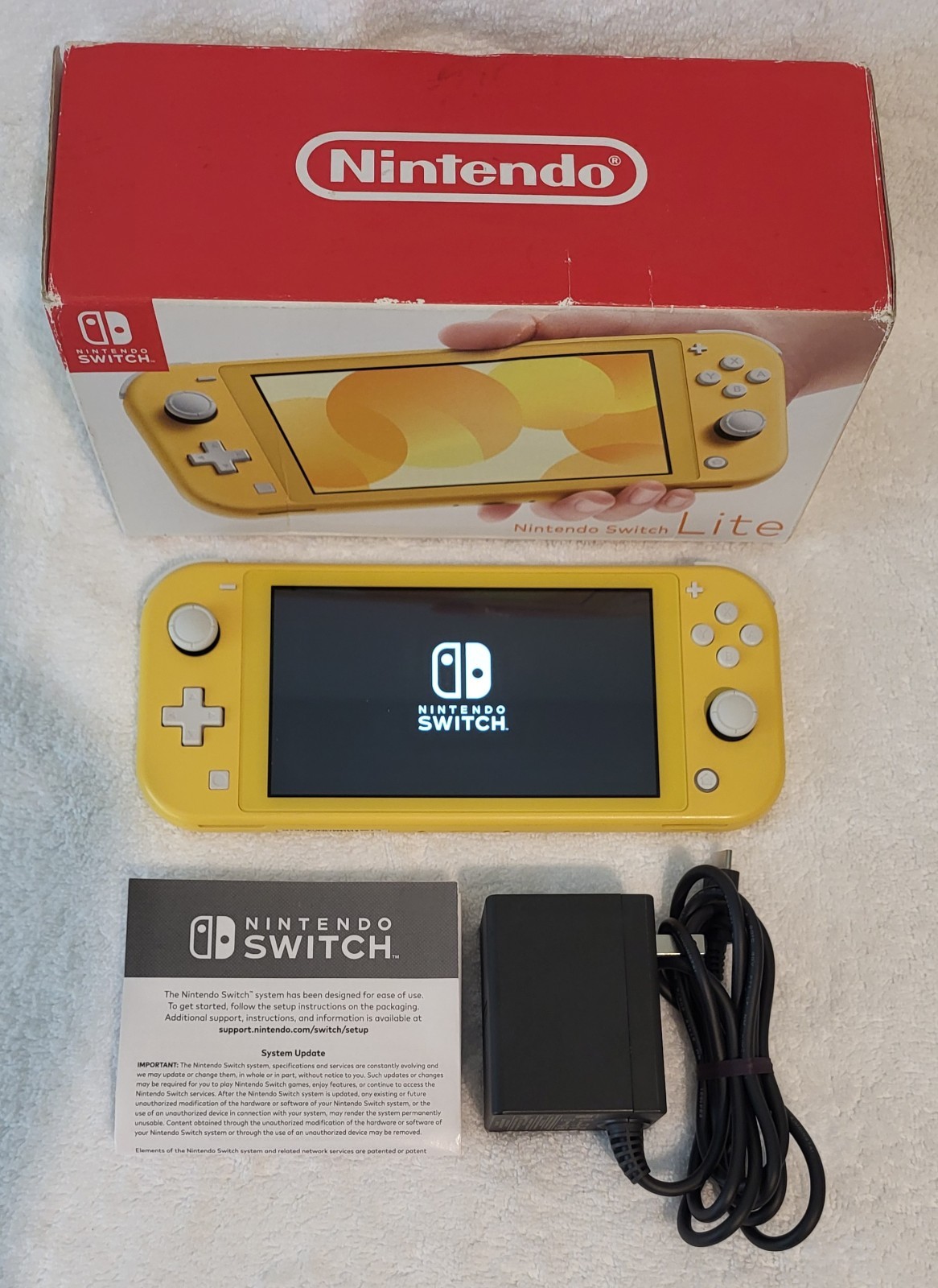 Nintendo Switch Lite Yellow Console System w/ Matching Box, OEM HDMI, & Manual