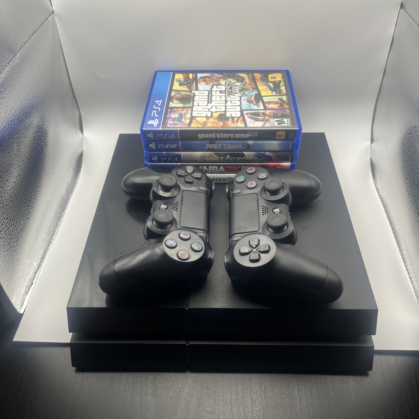 Sony PlayStation 4 PS4 Console 500GB Bundle, 2 Controllers + 5 Games (Tested)
