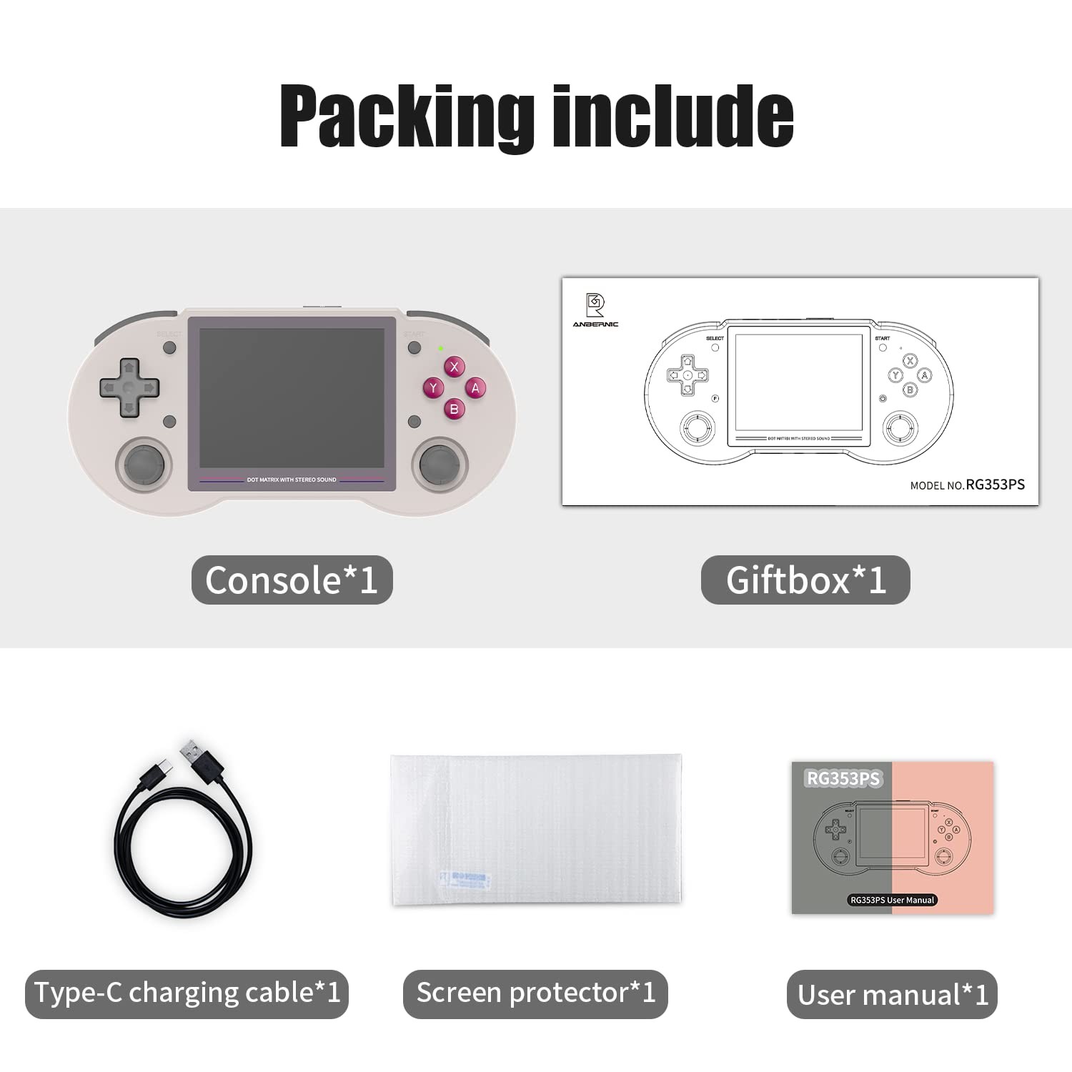 RG353PS Retro Handheld Game Console , Single Linux System RK3566 Chip 3.5 Inch