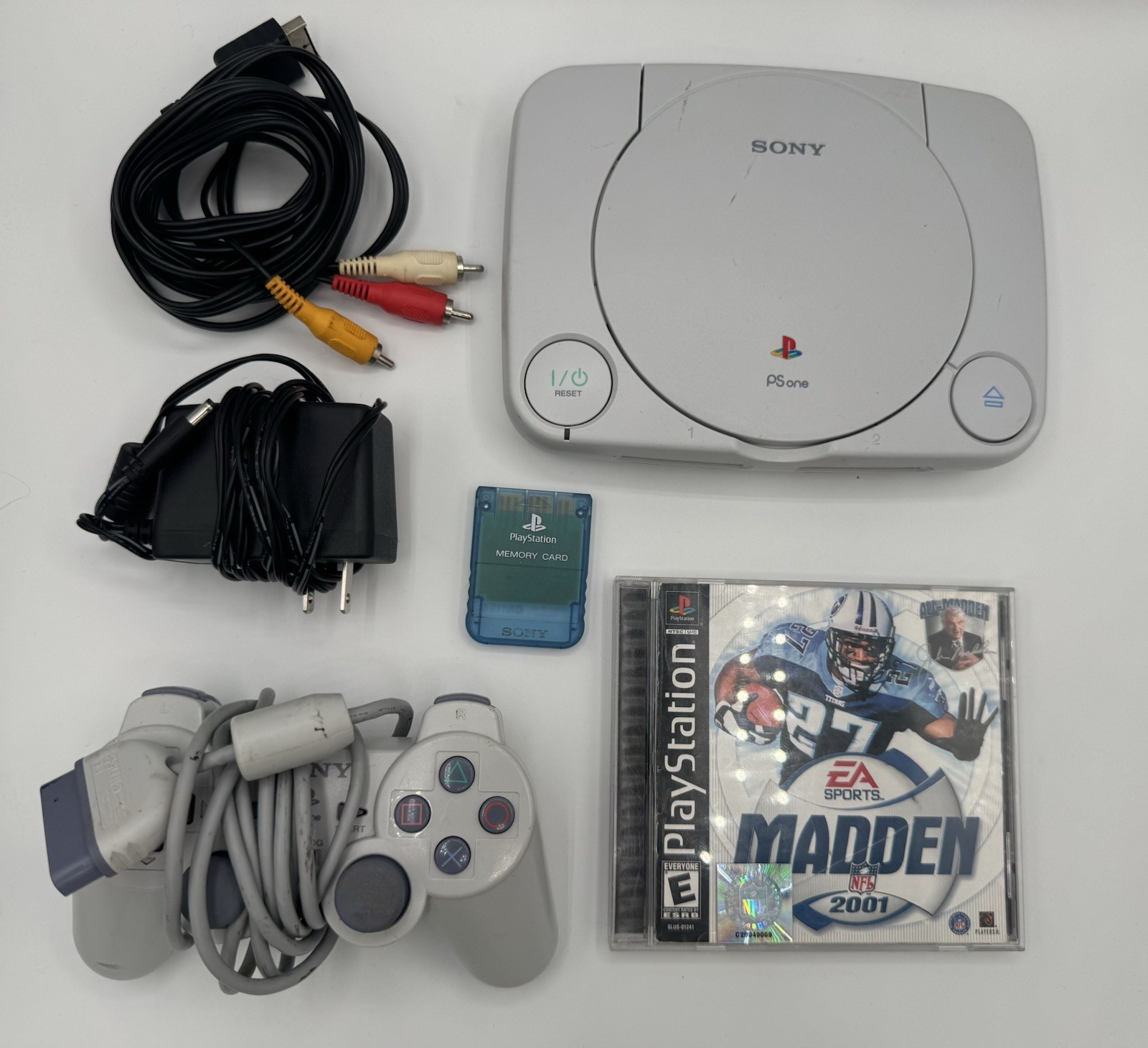 Sony PlayStation Slim PS1 Console w/Controller & Cords & Game/Memory Card Tested
