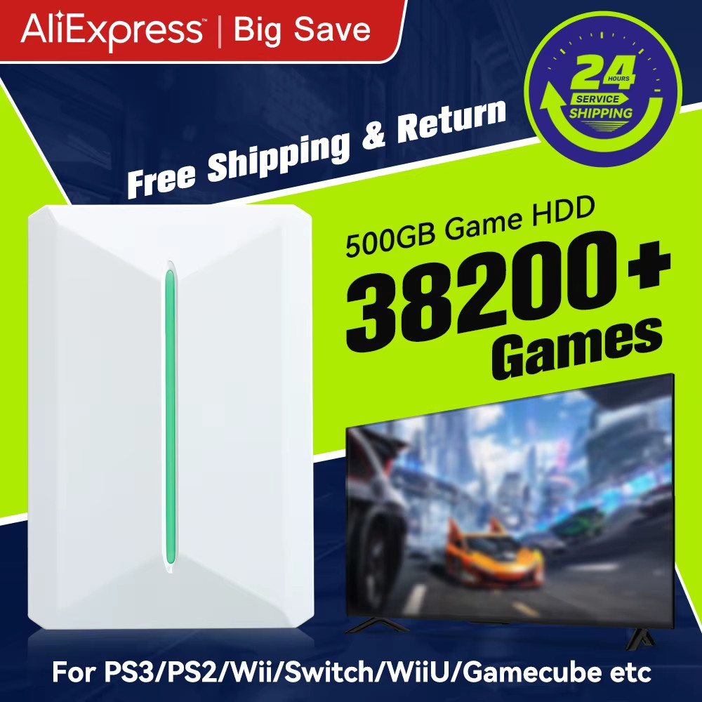 Retrobat & Playnite Retro Game Console 500GB Gaming HDD for Ps3/Ps2/Switch/Wii/W