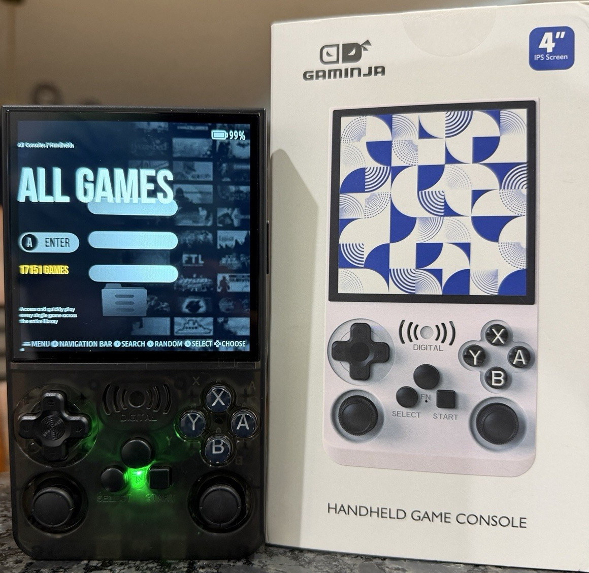Gaminja ANS13 Handheld Game Console Black 4″ IPS Screen Multi-System Emulator