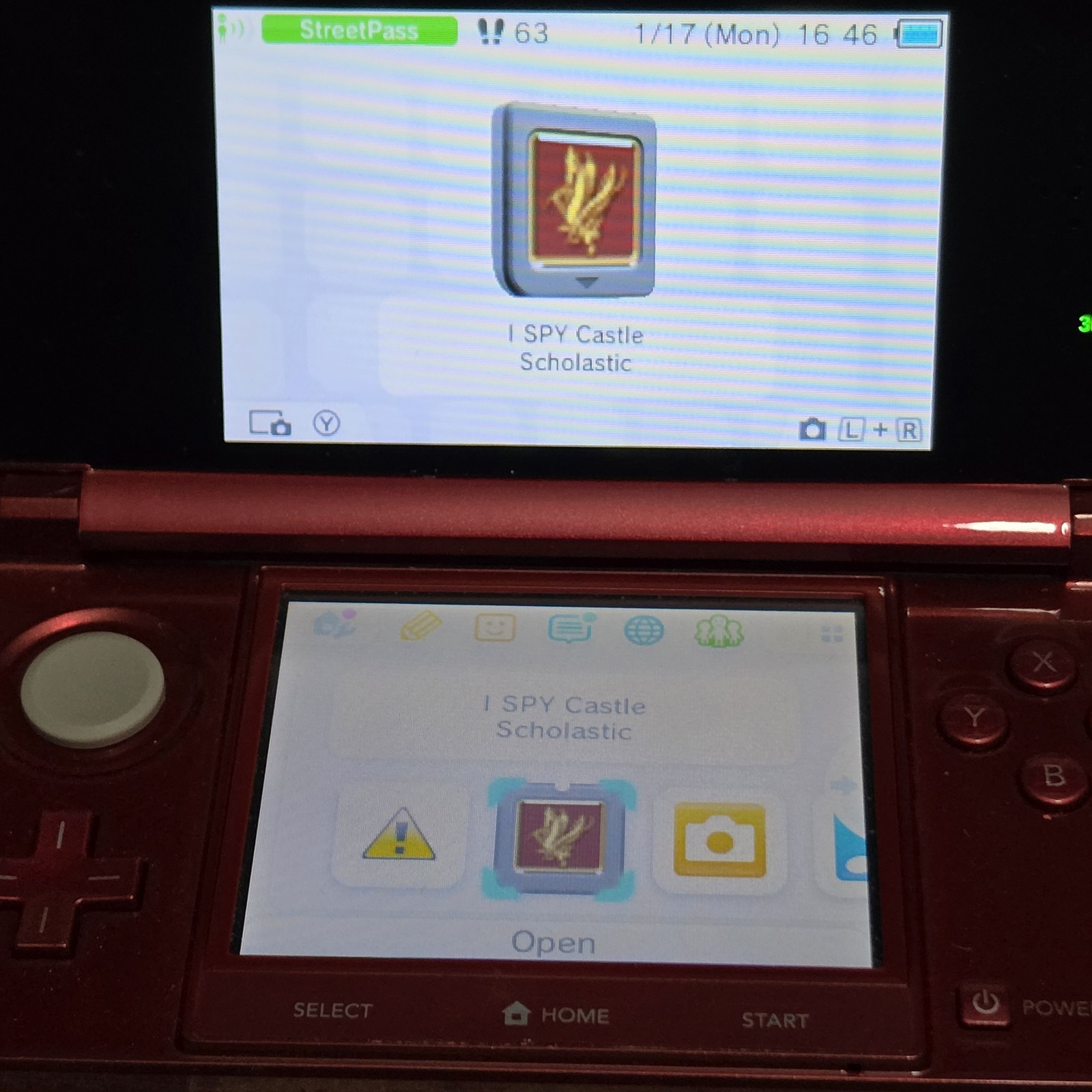 Nintendo 3DS Handheld System Flame Red CTR-001 USA with Games and Charger Bundle