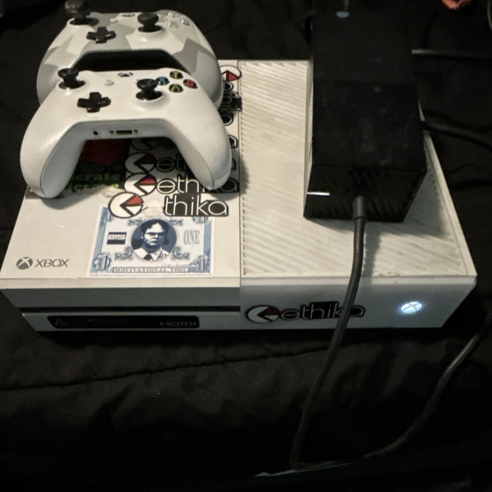 Microsoft Xbox One White Console with Two Controllers, HDMI, Wi-Fi Capability