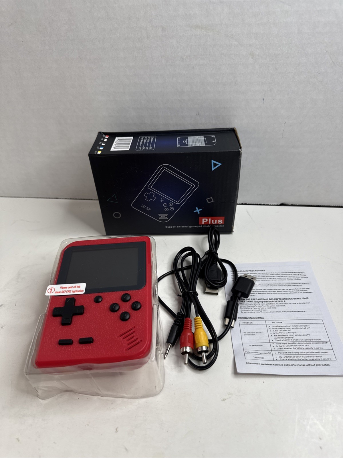 New Game Box Plus Hand Held Game System, Red 400 Games in 1 With Carrying Case