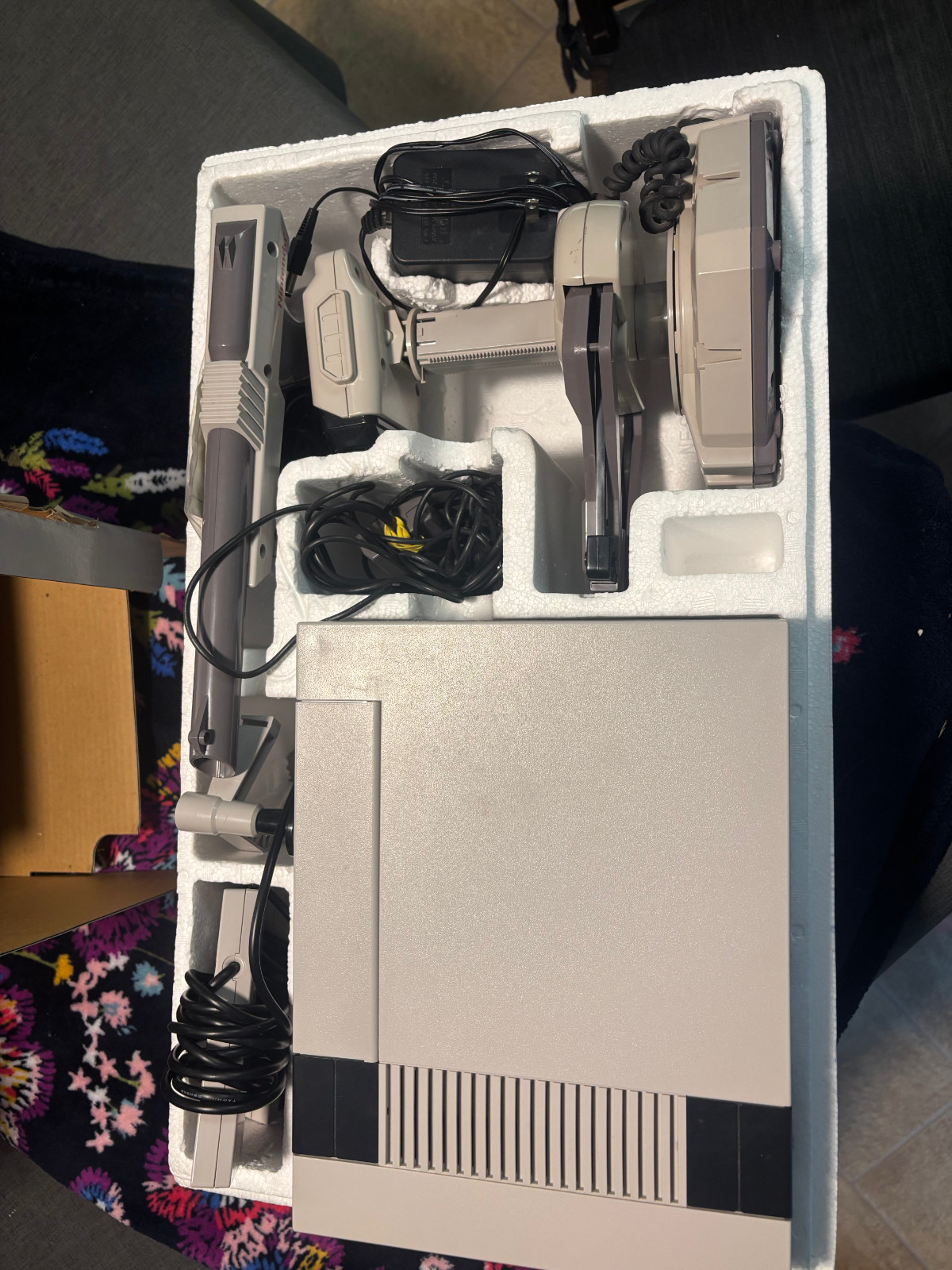 NES Deluxe Set In Box. No games, replacement battery cover on ROB