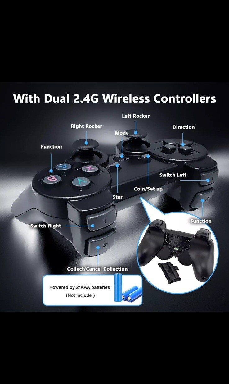 Dual 2.4G Wireless Premium Controllers 20000+ Games 4K HDMI Game Console OB New