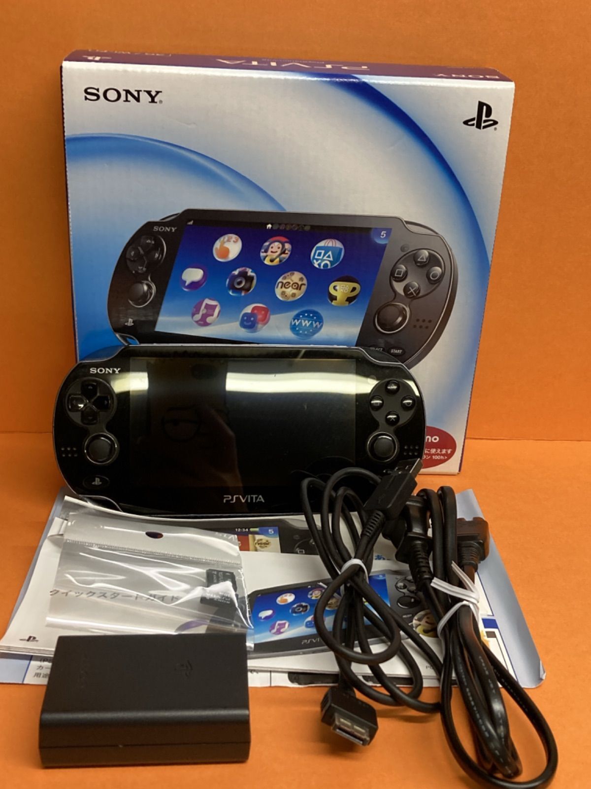 SONY PS Vita PCH-1000 Crystal Black Wi-Fi OLED w/ Charger from japan USED