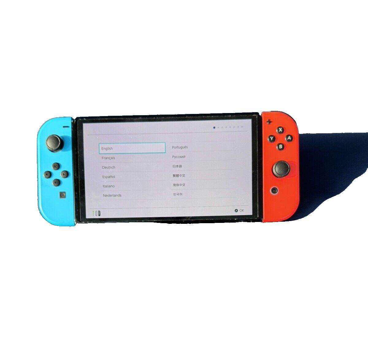 Nintendo Switch OLED 64GB SPLATOON 3 with red and blue joy cons-very good