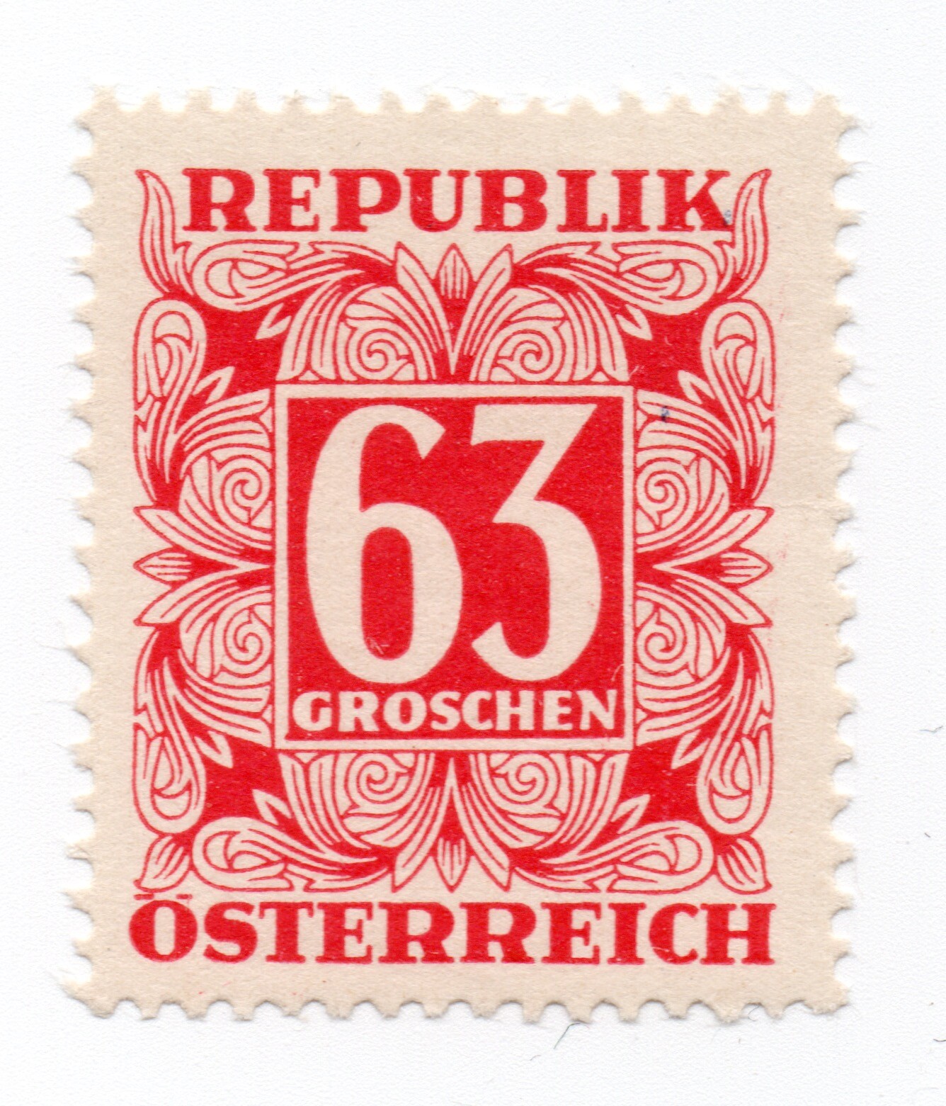 1949 – Austria – Tax Marker, 63g. Red New Without Rubber