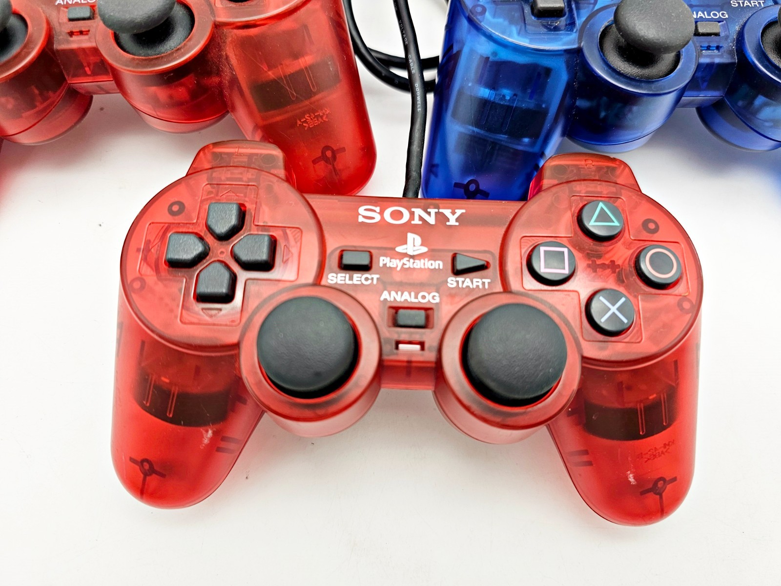 Playstation 2 Controller OEM 3pc Lot Red Blue