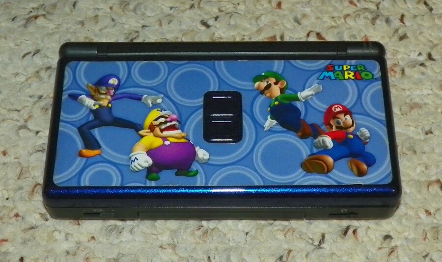 Nintendo DS Lite Handheld Console – Blue & Black w/ Mario Stickers