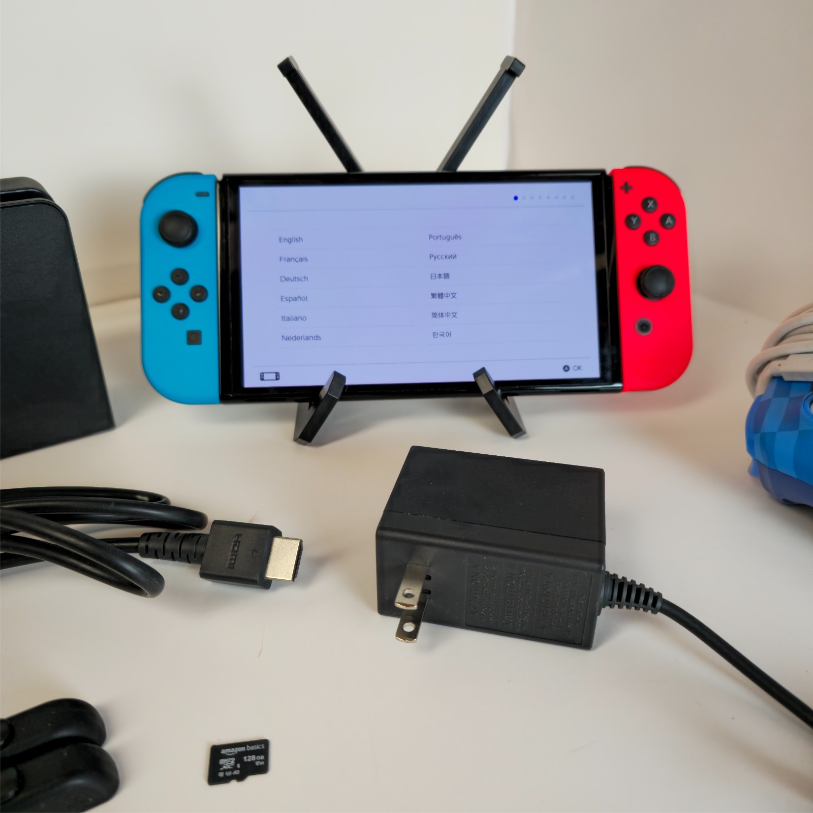 Nintendo Switch OLED BUNDLE Console Set Black/Blue/Red + Controllers + 128GB SD