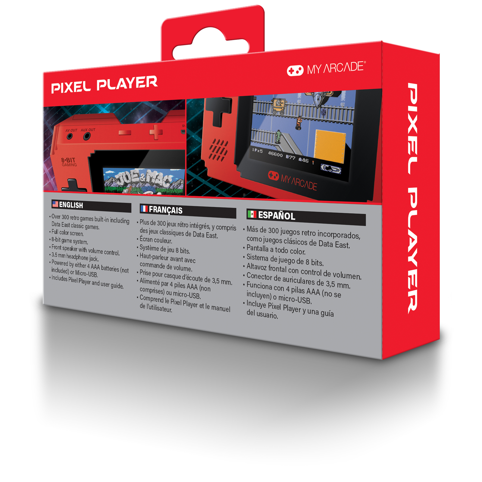 MY ARCADE Pixel Player Portable Handheld 300 Built-in Video Games+Data East Hits
