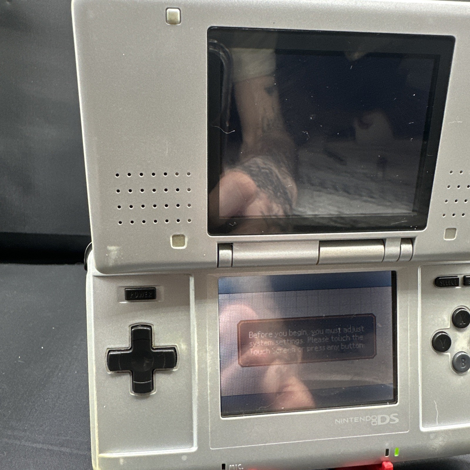 Nintendo DS Original NTR-001 (JPN) Titanium Silver Powers On Parts Or Repair