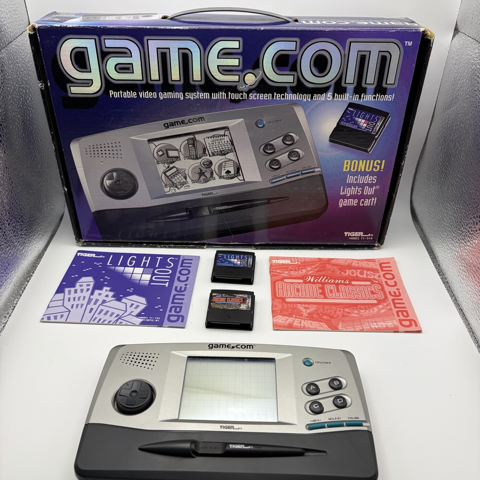 Tiger Game.com Handheld Console Complete in Box CIB Works Tested – Screen Issues