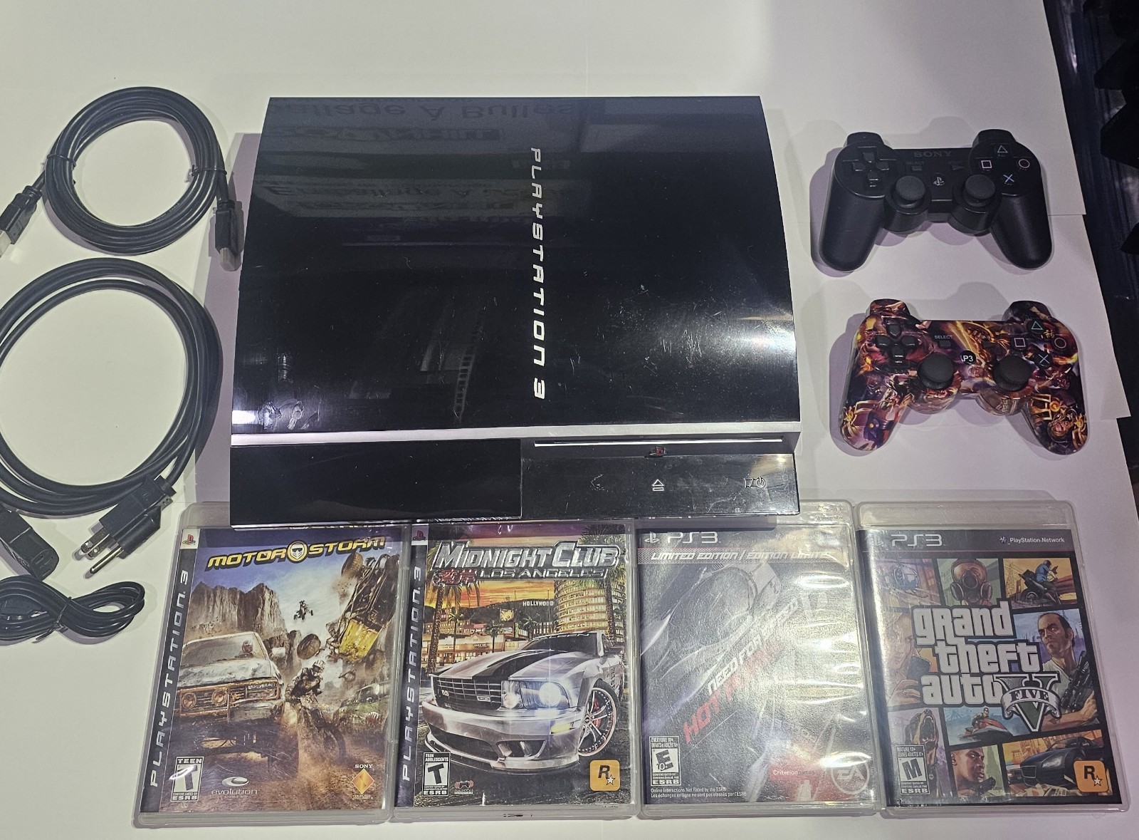 Sony PlayStation 3 PS3 Fat CECHP01 Console W/ Cords + Games Restored In & Out