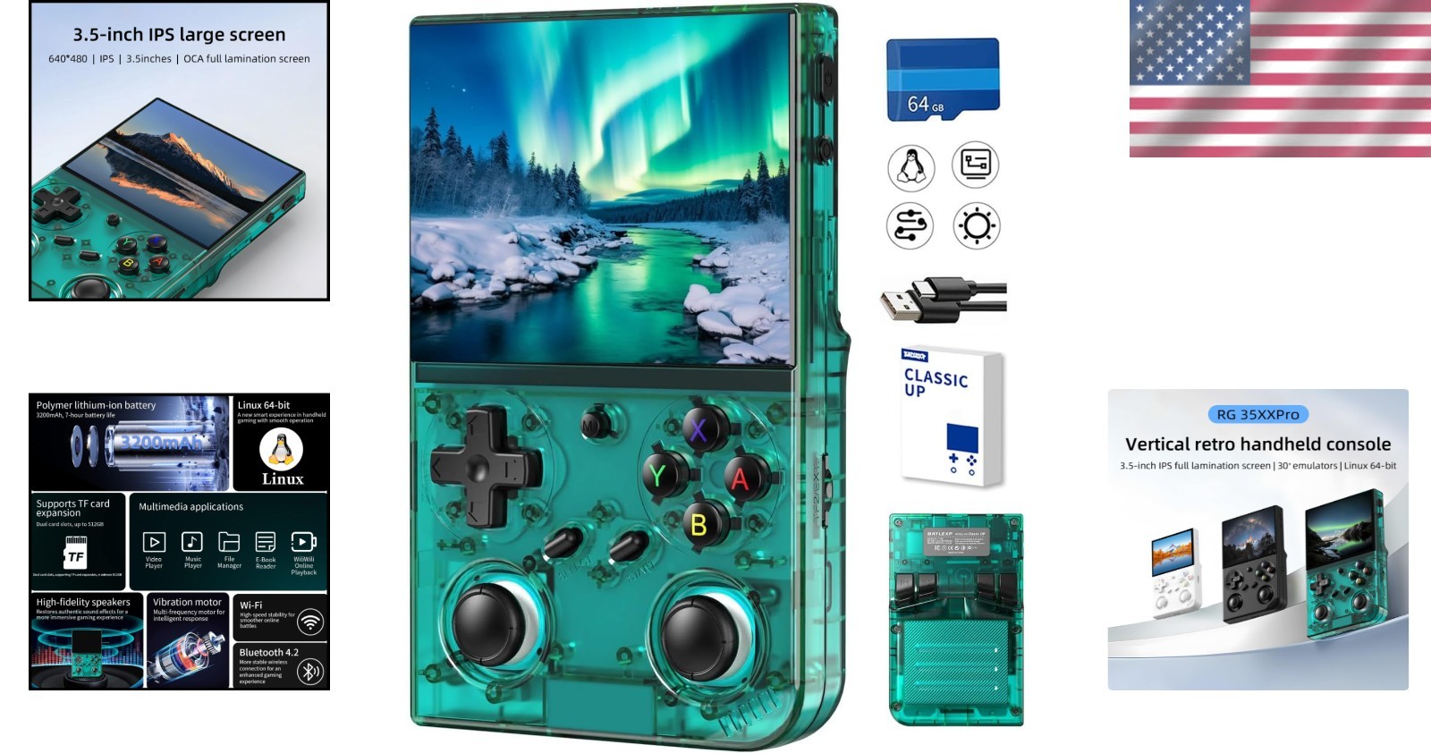 Classic Handheld Game Console – 64G, Multiplayer Ready, HD Output & Long Battery