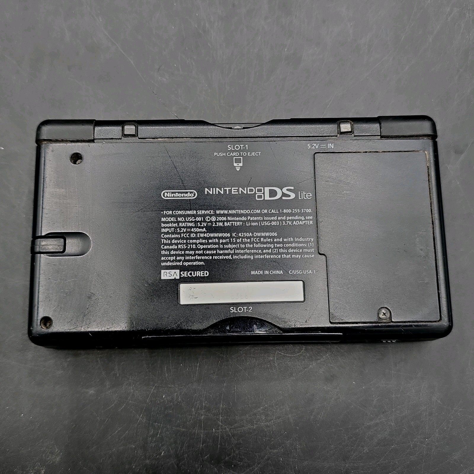 Nintendo DS Lite Handheld System Cobalt Blue Black Broken Hinges TESTED WORKS