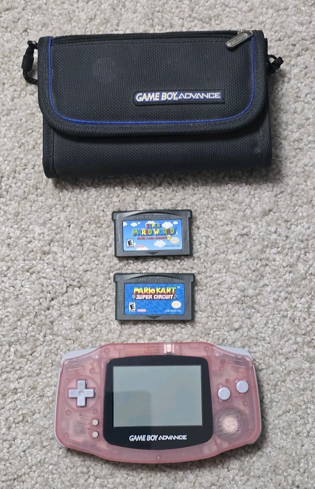 Nintendo Game Boy Advance Handheld System Fuchsia Pink Bundle with Games