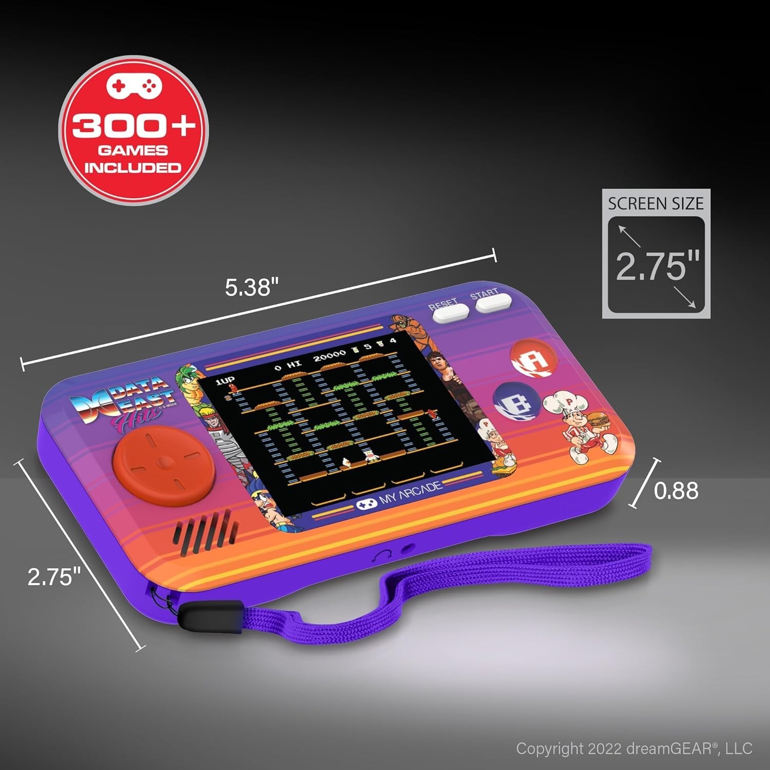 Data East Pocket Player: Portable Gaming System with 308 Preloaded Retro Game…