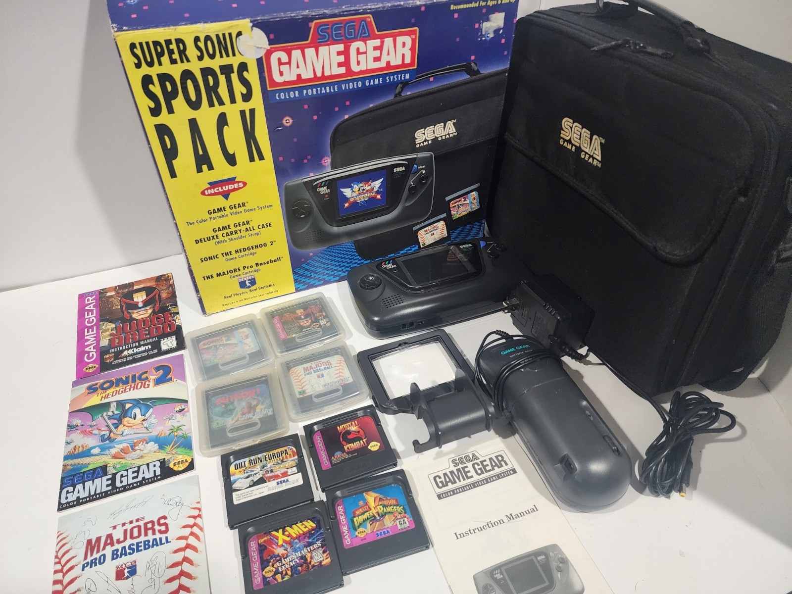 Sega Game Gear Console, Super Sonic Sports Pack-CIB/ Accessories RECAPPED+ games
