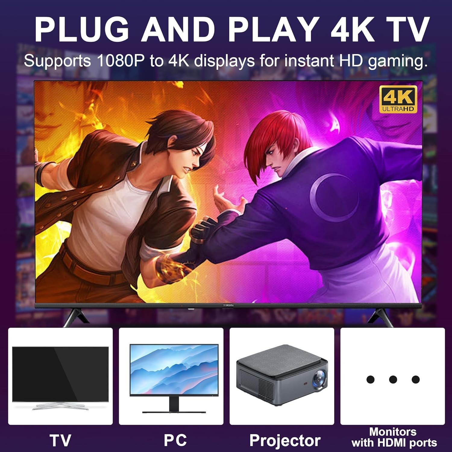Retro Game Stick with 40,000+ Classic Games, 23 Emulators, Plug & Play 4K HDM…
