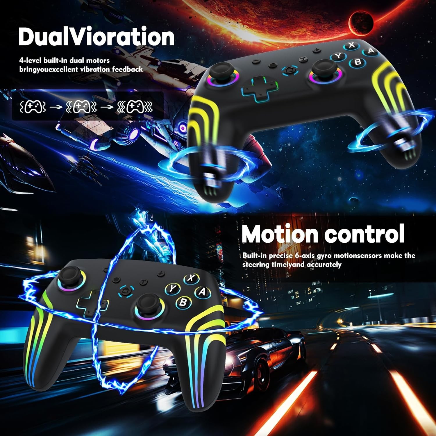 MYSTILUCK Wireless Pro Controller for Switch/Switch 2/Lite/OLED/PC, Gamepad…