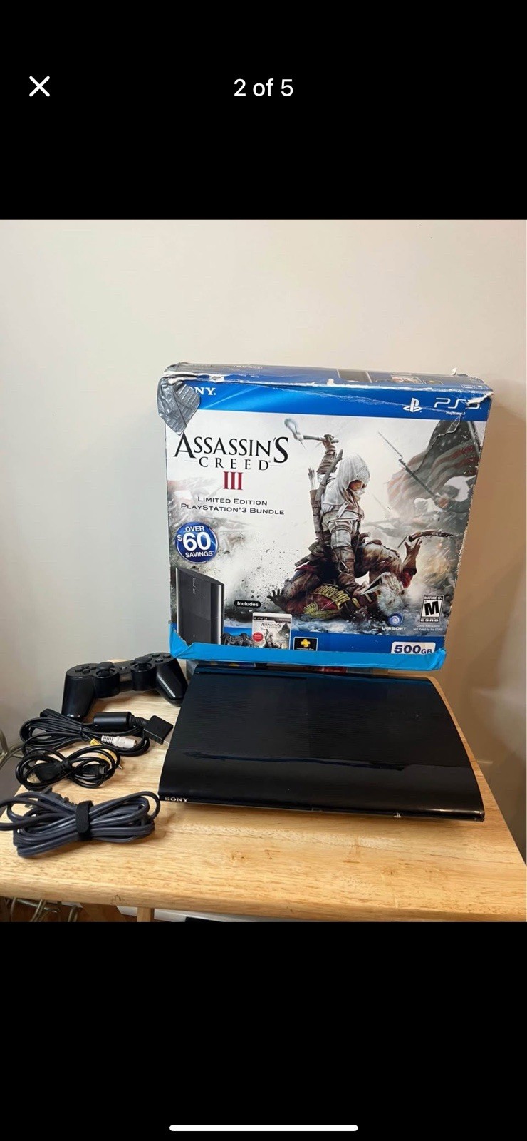 Sony PlayStation 3 Super Slim 500 GB Assassins Creed III Console Bundle w/ Games