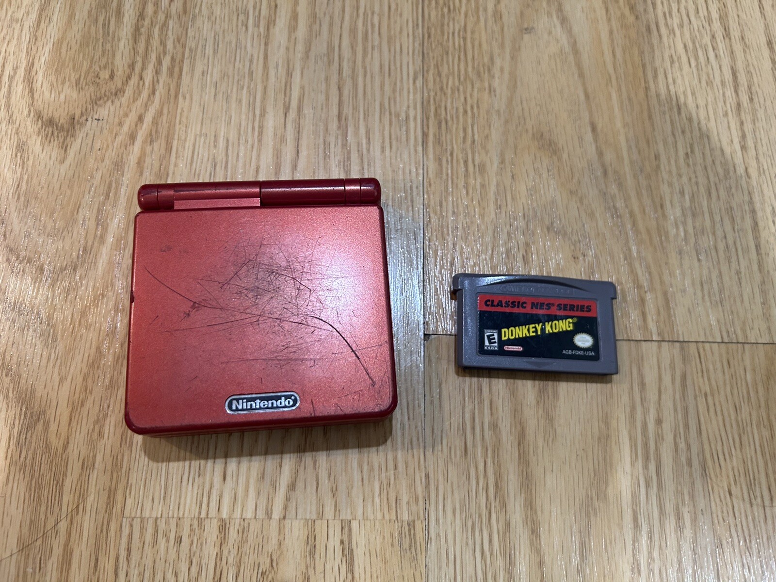 GBA SP System Flame Red Nintendo Game Boy Advance Handheld AGS 001 With Game