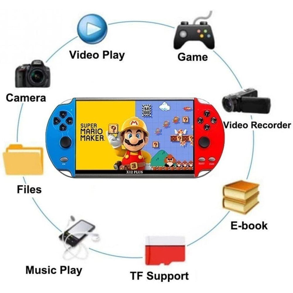 7″ X12 Plus Handheld Game Console HD Screen Retro Video Built-in 10000 Games VX