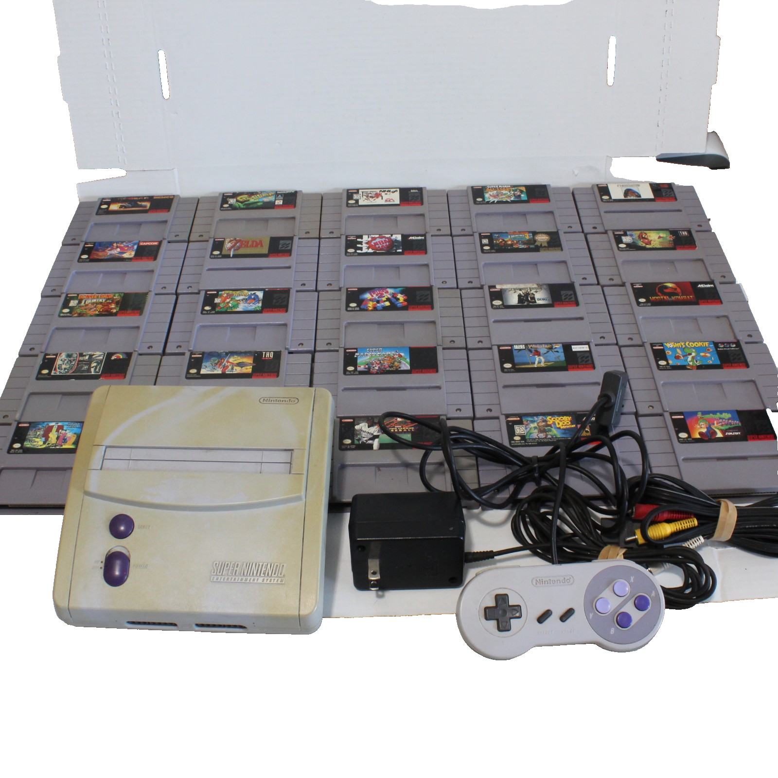 Super Nintendo Jr SNES Mini SNS-101 LOT – 25 Games – Mario – Zelda – Donkey Kong