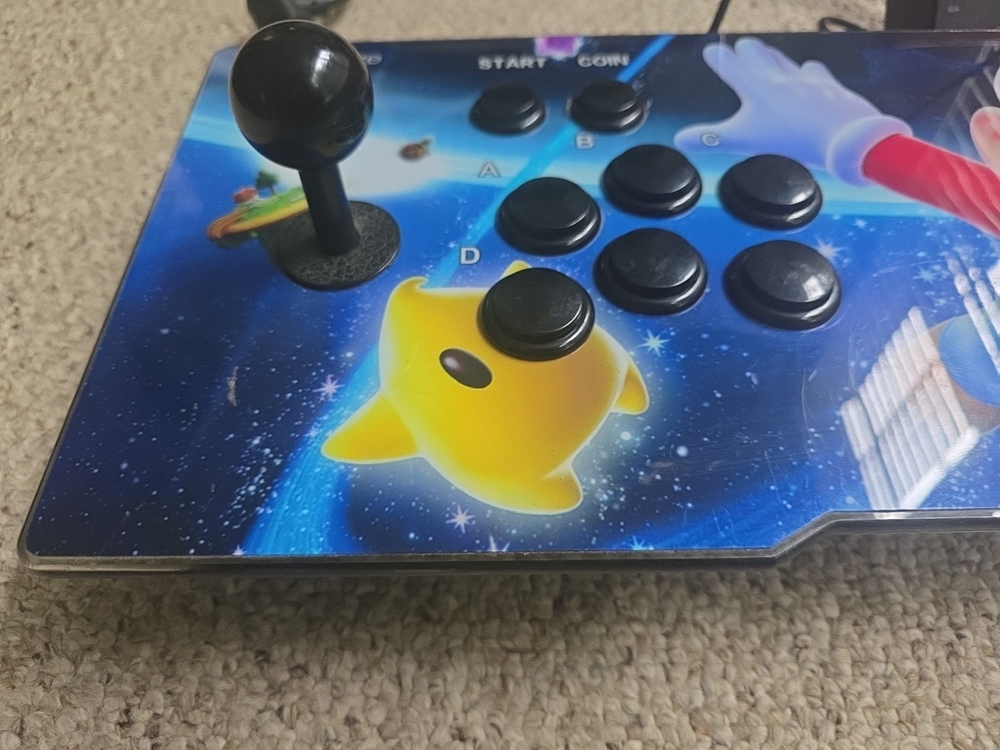 Retro arcade console Pandora Box” style fight stick. Joy Stick Rabbit Maze.